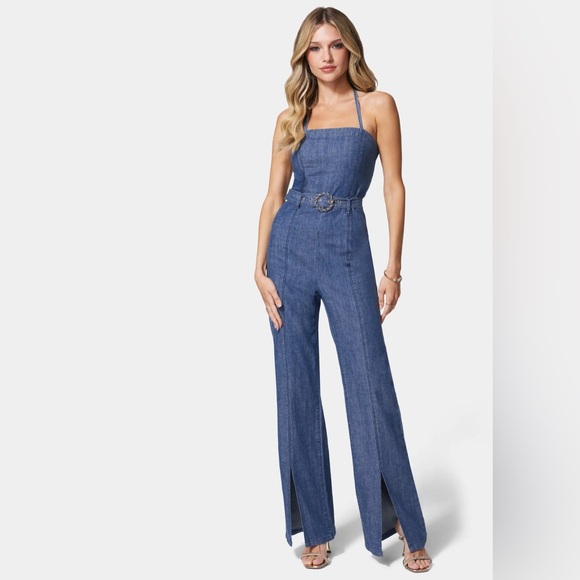 Bebe Blue Denim Jumpsuit - Picture 1 of 14